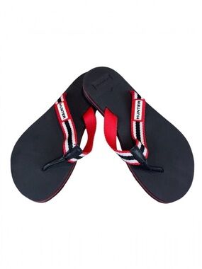 Hunter Red White Black Logo Flip-Flops Women’s Size 6 New Without Box